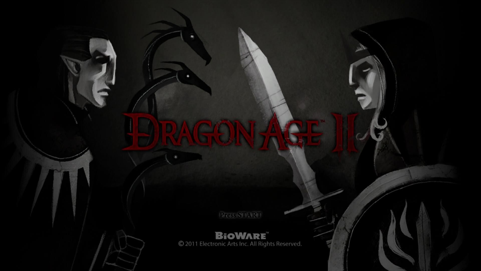 Dragon Age II title screen for Xbox 360